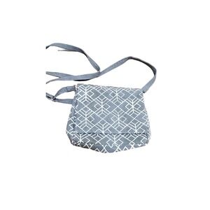 Handcrafted Gray & White Crossbody Bag With Geometric Print Size s